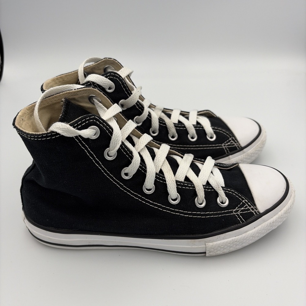 Converse All Star Chuck Taylor High Top Sneakers Youth Size 3 Black Red Stars - Picture 10 of 15